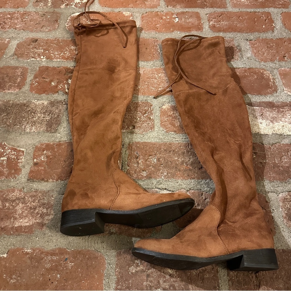 Sidney Chestnut Cognac Over The Knee Faux Suede Boots by A New Day Merona sz 7.5